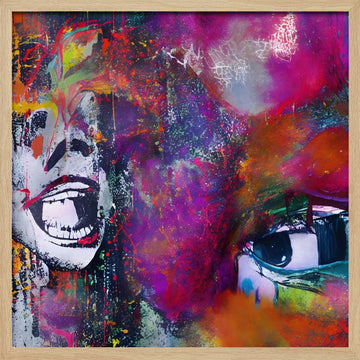 Vibrant Expressive Face | Poster - Wood Frame Interior
