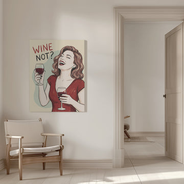 Wine Not Woman Laughing | Canvas - Room Interior 1