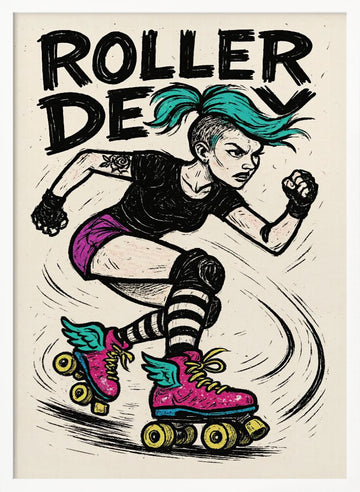 Rebel Roller Skater | Poster - White Frame Interior