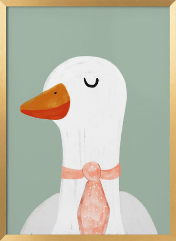 Goose with a Pink Tie | Poster - Gold Frame Interior