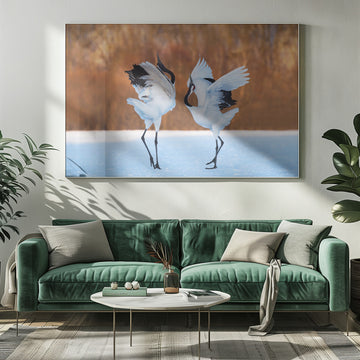 Dancing Red-crowned Cranes | Poster - Room Interior 1