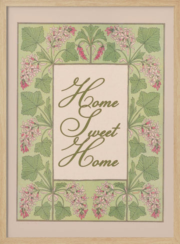 Floral Home Sweet Home | Poster - Wood Frame Interior