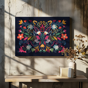 Vibrant Folk Floral Design | Canvas - Room Interior 2
