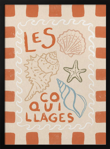Rustic French Seashells | Poster - Black Metal Frame Interior