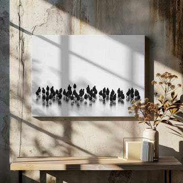 Black Birds On Ice | Canvas - Room Interior 2