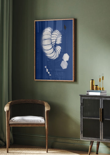 Blue Geometric Spiral | Poster - Room Interior 2