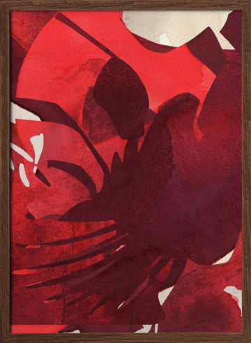 Vibrant Crimson Petals | Poster - Walnut Frame Interior