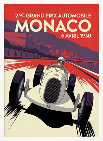 Monaco Grand Prix Racer | Poster - White Frame Interior
