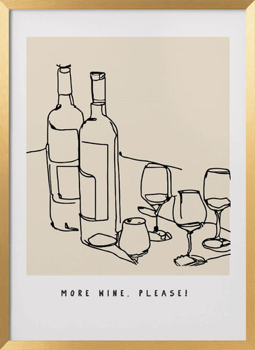 Wine Line Sketch | Poster - Gold Frame Interior