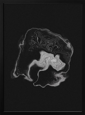 Dynamic Gray Swirl | Poster - Black Metal Frame Interior