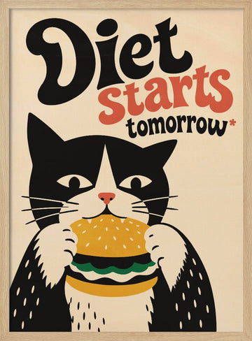 Hungry Cat Diet Tomorrow | Poster - Wood Frame Interior