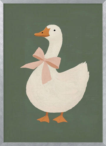 Pink Bow Goose | Poster - Silver Frame Interior