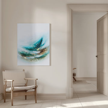 Fluid Teal Gold | Canvas - Room Interior 1
