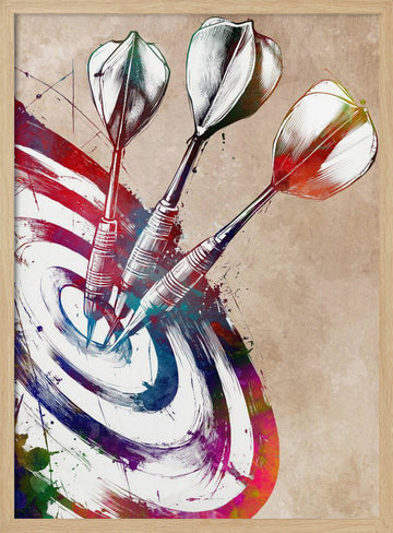 Vibrant Darts Target | Poster - Wood Frame Interior