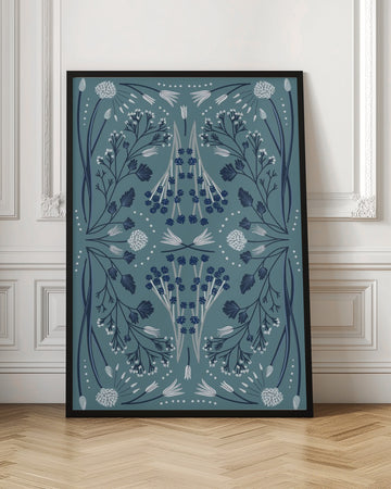Folk Mirrored - Blue and Green | Poster - Room Interior 1