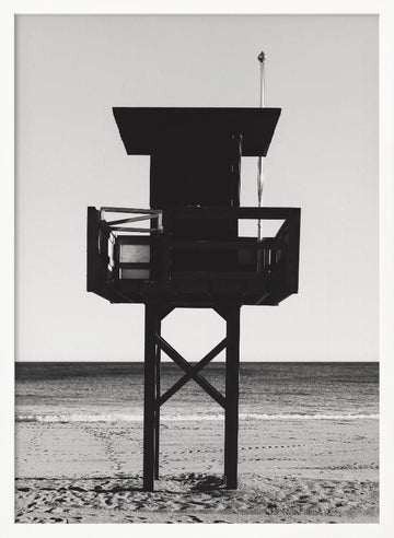 Black And White Beach Stand | Poster - White Frame Interior