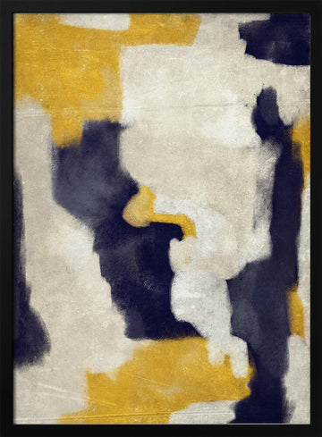 Abstract Gold Indigo Shapes | Poster - Black Metal Frame Interior