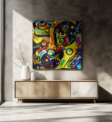 Vibrant Abstract Faces | Canvas - Room Interior 2