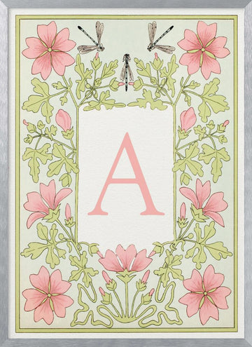 Botanical Initial A | Poster - Silver Frame Interior
