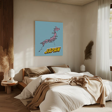 Pop Art Japan Map | Canvas - Room Interior 2