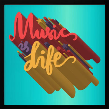Vibrant Music Life Quote | Poster - Black Metal Frame Interior