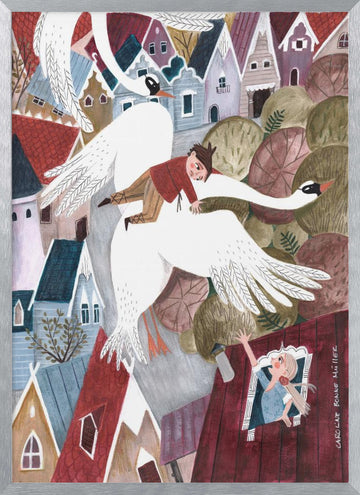 The magical wild geese | Poster - Silver Frame Interior