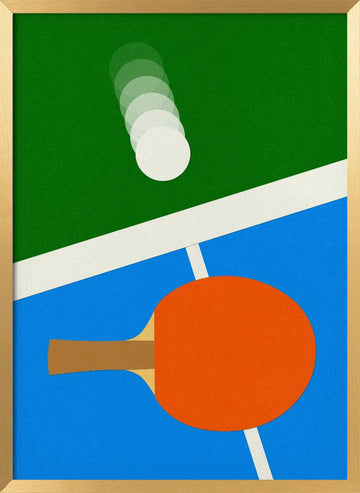 Table Tennis Action | Poster - Gold Frame Interior