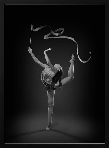 Elegant Ribbon Gymnast | Poster - Black Metal Frame Interior