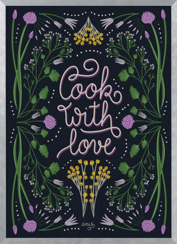 Cook With Love Art Print | Poster - Silver Frame Interior