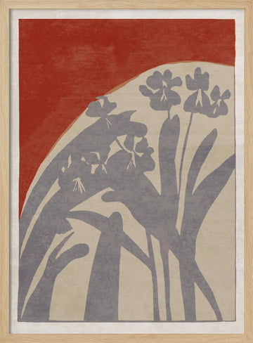 Red And Grey Botanicals | Poster - Wood Frame Interior