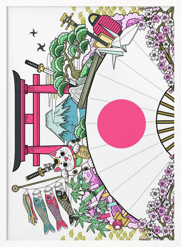 Japanese Culture Collage | Poster - White Frame Interior