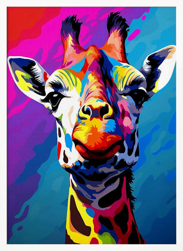 Colorful Pop Art Giraffe | Poster - White Frame Interior
