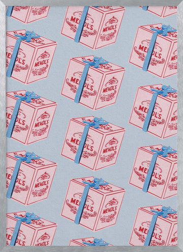 Pastel Gift Box Pattern | Poster - Silver Frame Interior