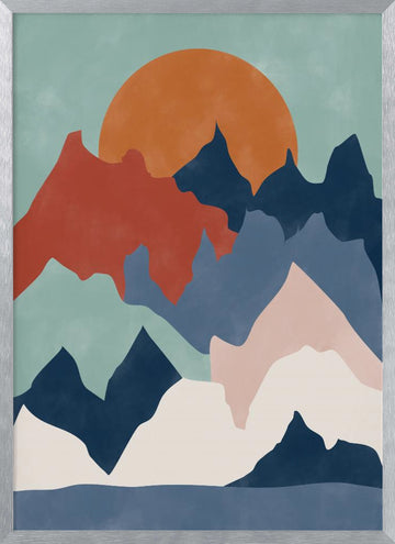 Colorful Mountain Sunset | Poster - Silver Frame Interior