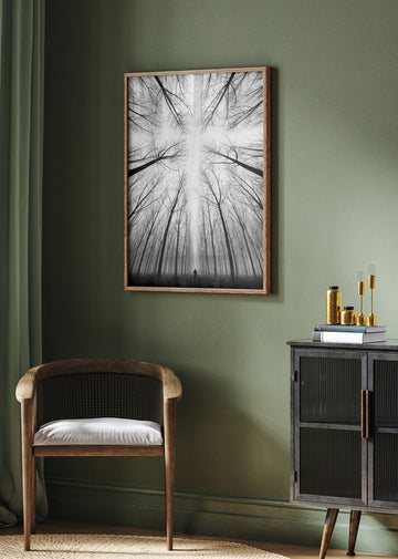 Lone Figure Foggy Forest | Poster - Room Interior 2