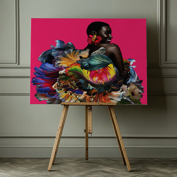 Vibrant Floral Woman | Canvas - Room Interior 1