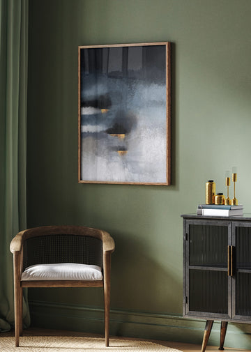 Golden Storm Abstract | Poster - Room Interior 2