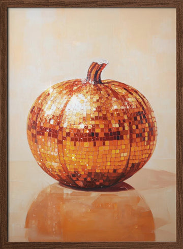 Orange Disco Pumpkin | Poster - Walnut Frame Interior
