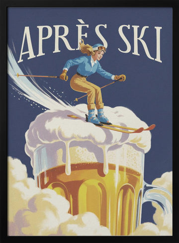 Apres Ski Fun | Poster - Black Metal Frame Interior