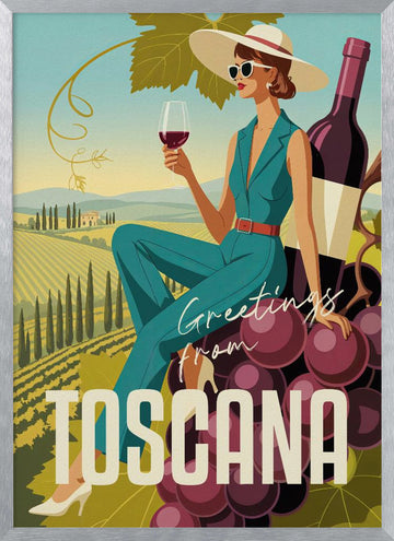 Tuscan Wine Country Style | Poster - Silver Frame Interior