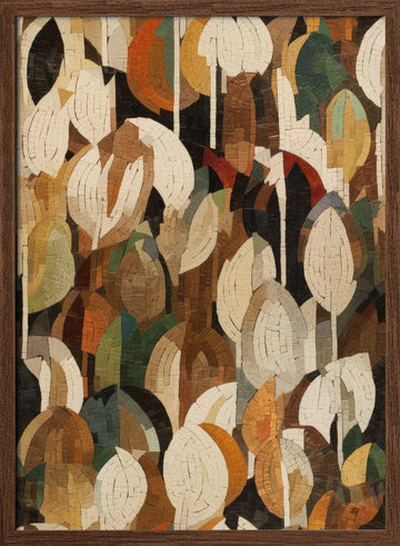 Mosaic Forest Vibrance | Poster - Walnut Frame Interior