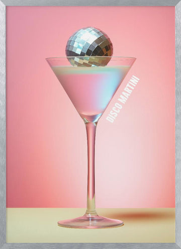 Vibrant Disco Martini | Poster - Silver Frame Interior