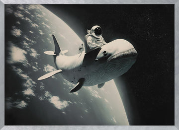 Cosmic Whale Ride | Poster - Silver Frame Interior