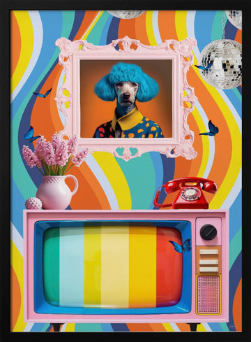Eccentric Poodle Pop Art | Poster - Black Metal Frame Interior