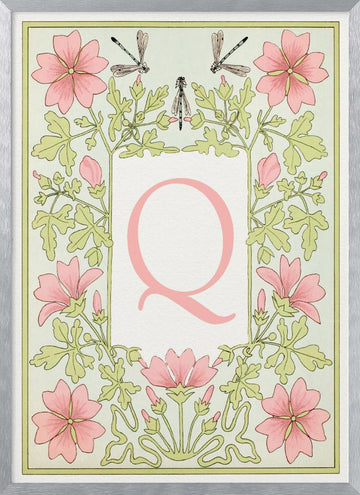 Botanical Letter Q | Poster - Silver Frame Interior