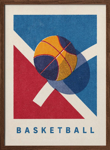 Retro Basketball Game | Poster - Walnut Frame Interior