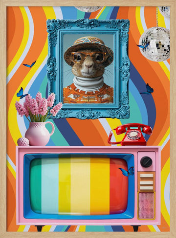 Groovy Squirrel Portrait | Poster - Wood Frame Interior