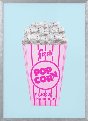 Pink Disco Popcorn | Poster - Silver Frame Interior