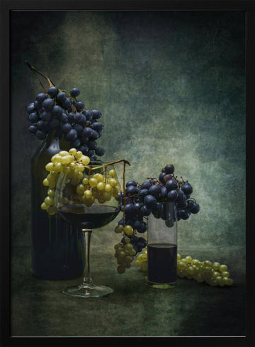 Rustic Wine Grapes | Poster - Black Metal Frame Interior