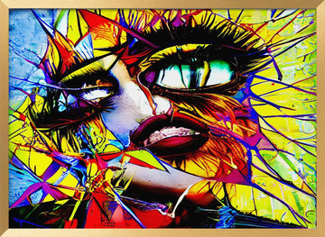 Vibrant Shattered Woman | Poster - Gold Frame Interior